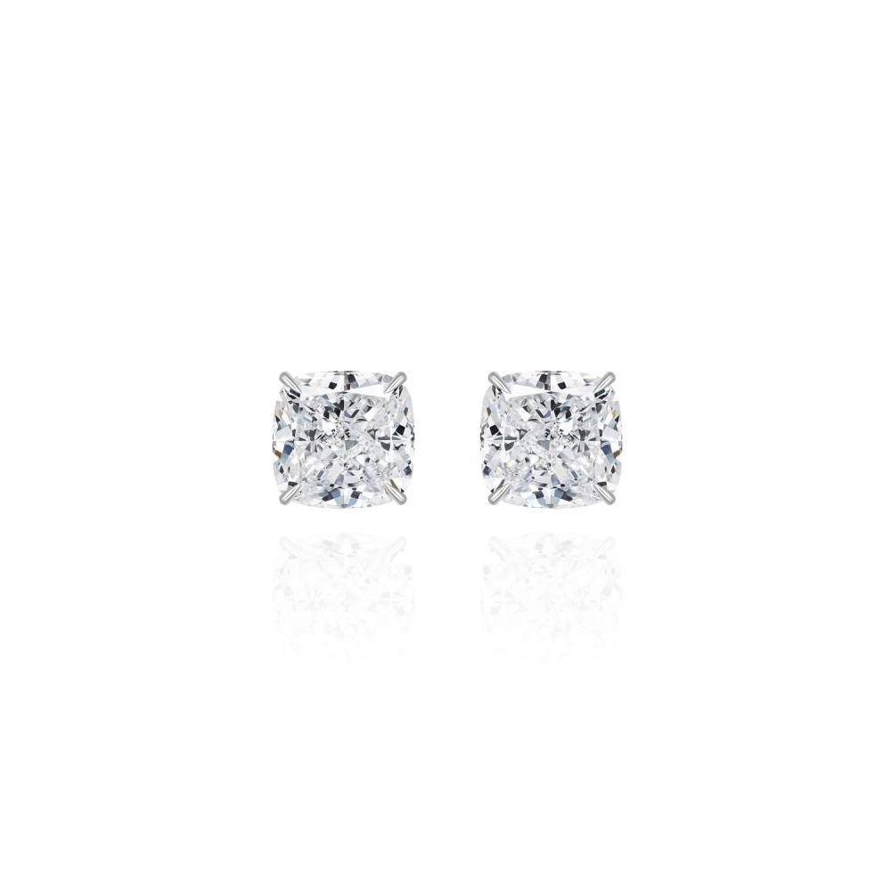 Stud earrings, 18-carat white gold with diamonds