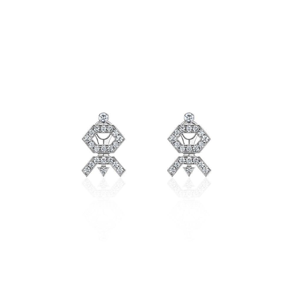 Earring, 18-carat white gold with diamonds