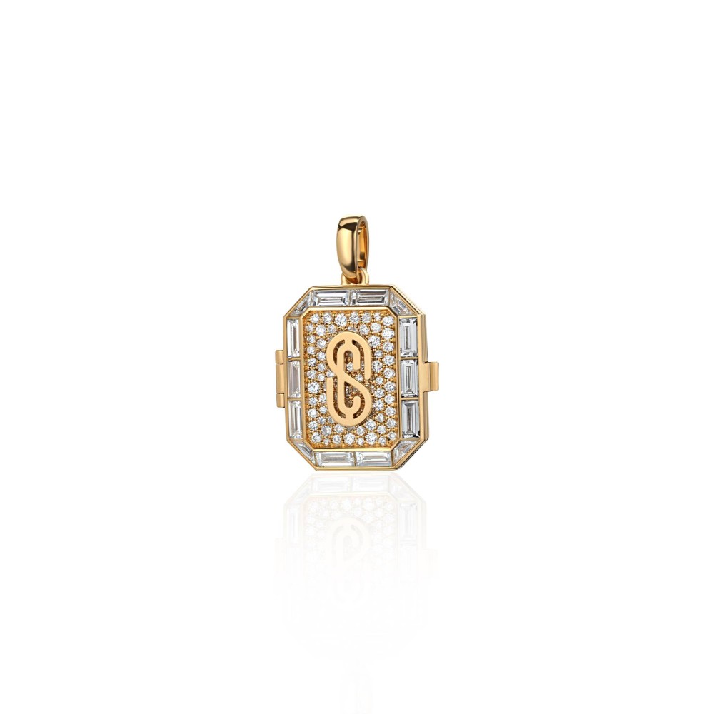 Book pendant, 18-carat yellow gold with diamonds