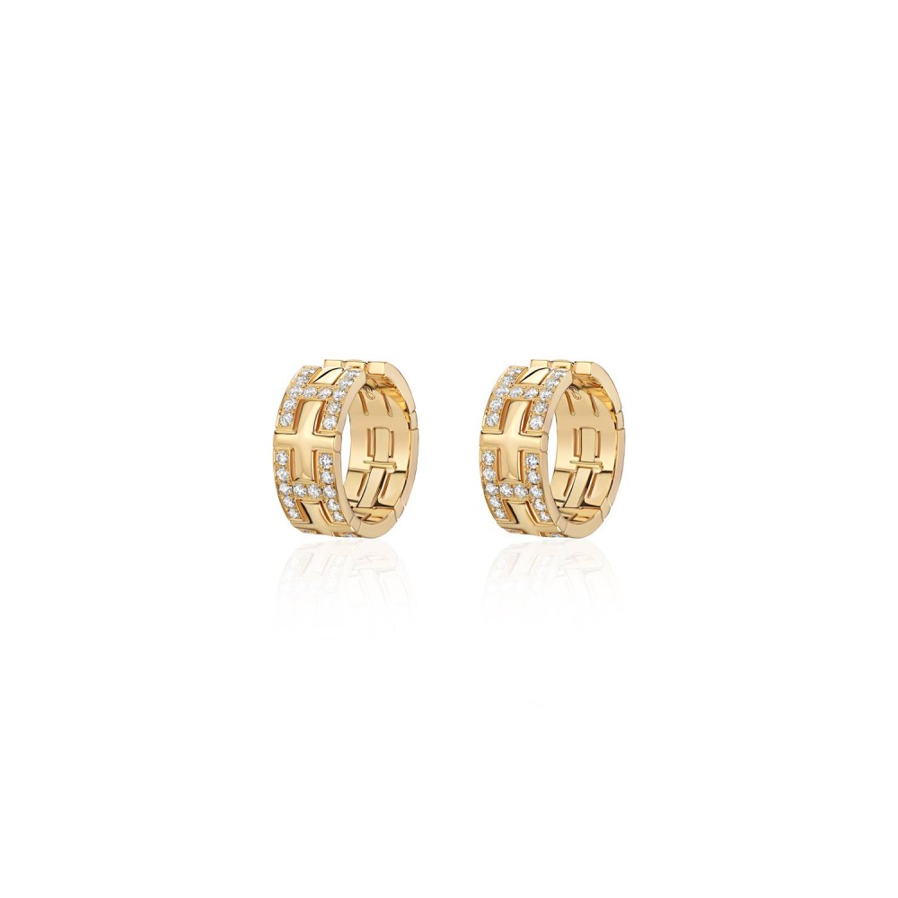 Earrings, 18-carat yellow gold with diamonds