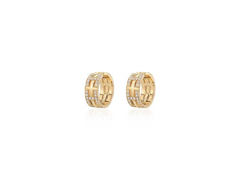 Earrings, 18-carat yellow gold with diamonds