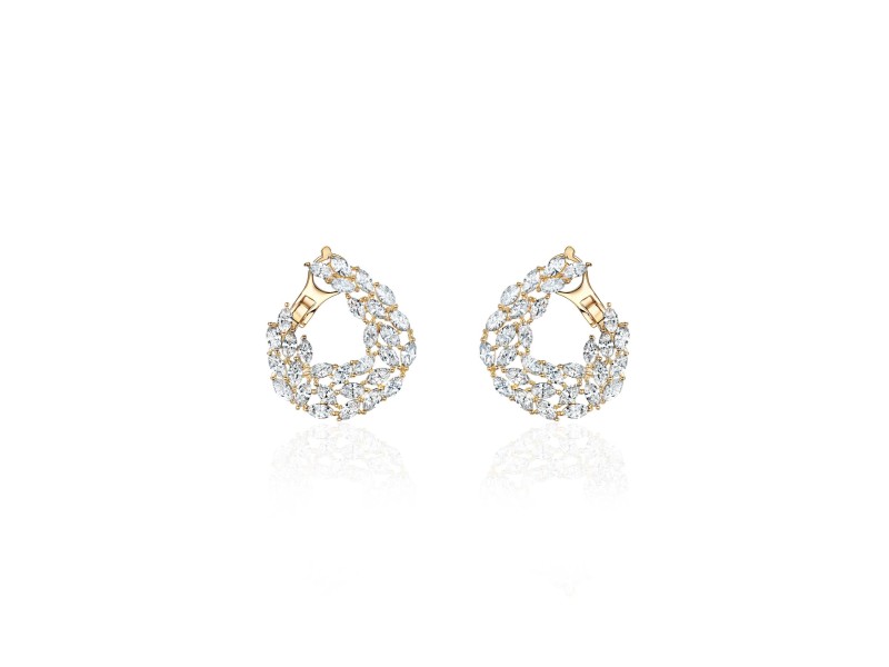 Earring, 18-carat yellow gold with diamonds