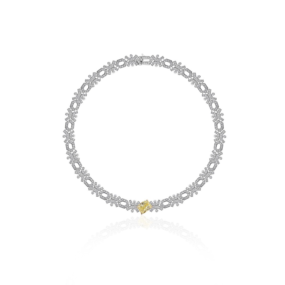 Necklace, 18-carat white gold with diamonds
