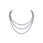 Necklace, 18-carat white gold with diamonds & saphires