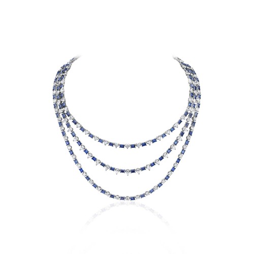 Necklace, 18-carat white gold with diamonds & saphires Necklace, 18-carat white gold with diamonds & saphires
