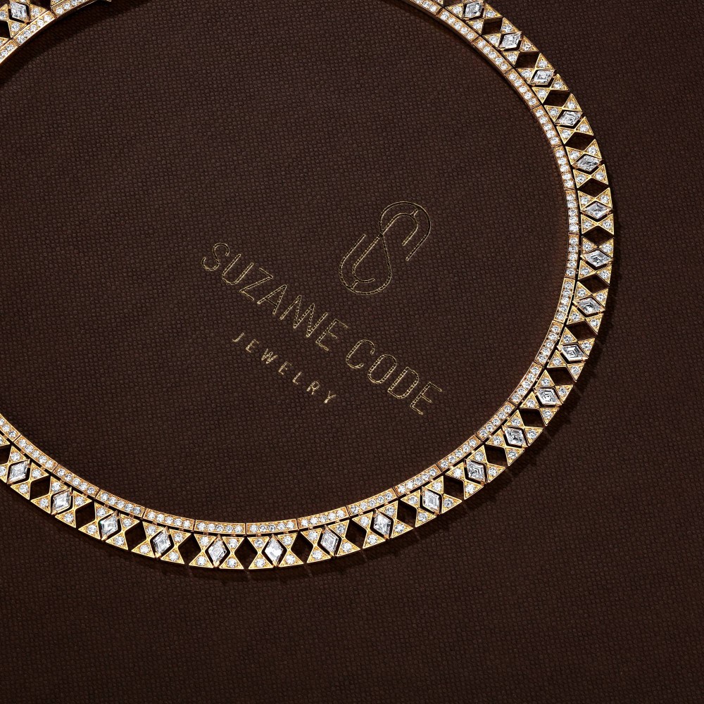 Necklace, 18-carat yellow gold with diamonds