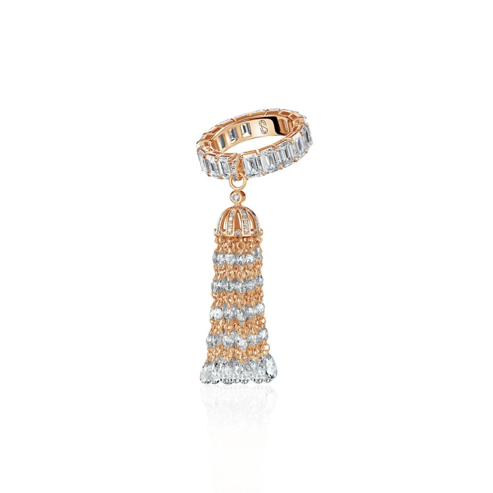 Ring "Tassel", 18-karat rose gold with diamonds