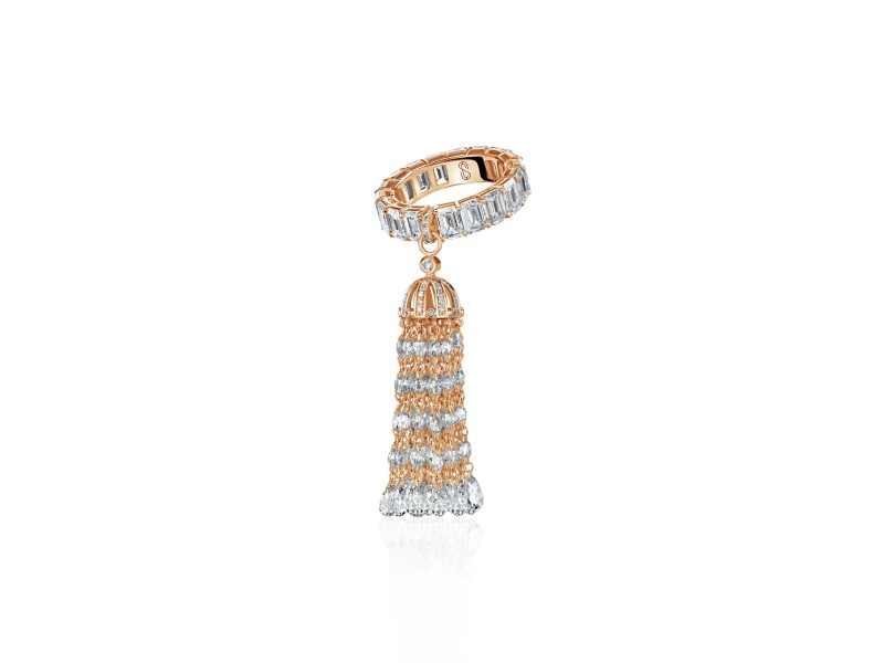 Ring "Tassel", 18-karat rose gold with diamonds