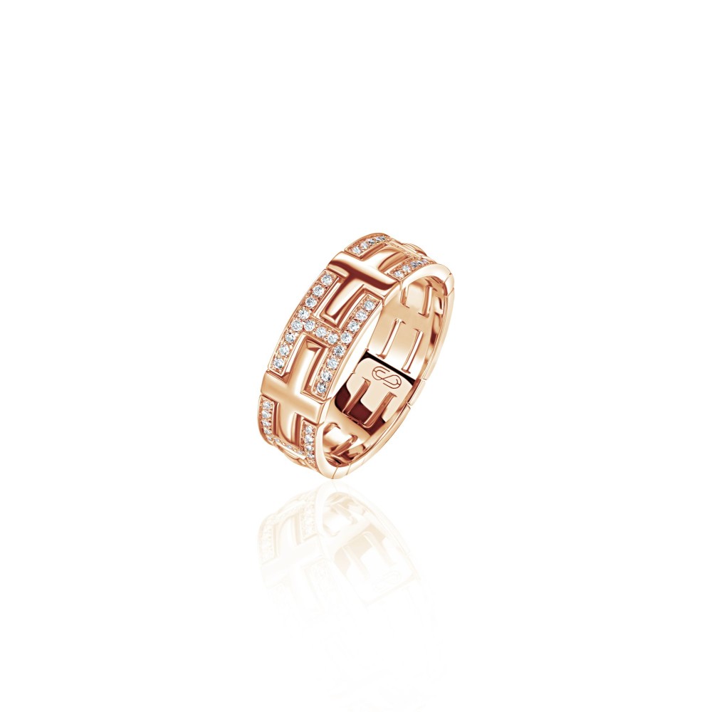 Ring, 18-carat pink gold with diamonds