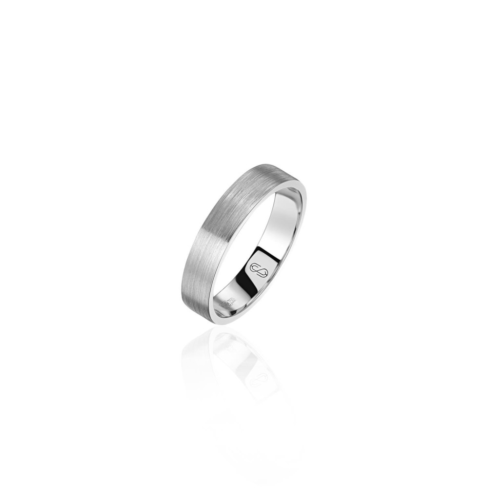 Men's wedding ring, 18-carat matte white gold