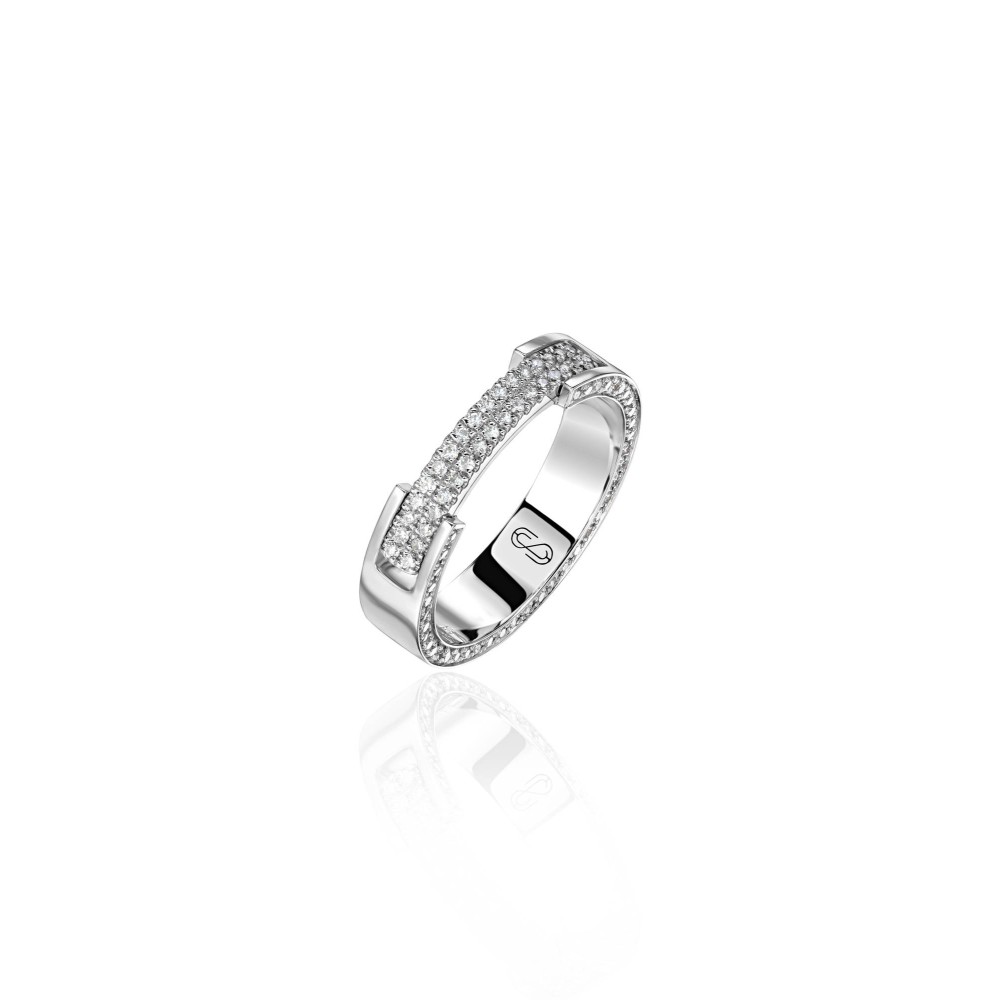 Wedding ring with a secret, 18-carat white gold with diamonds