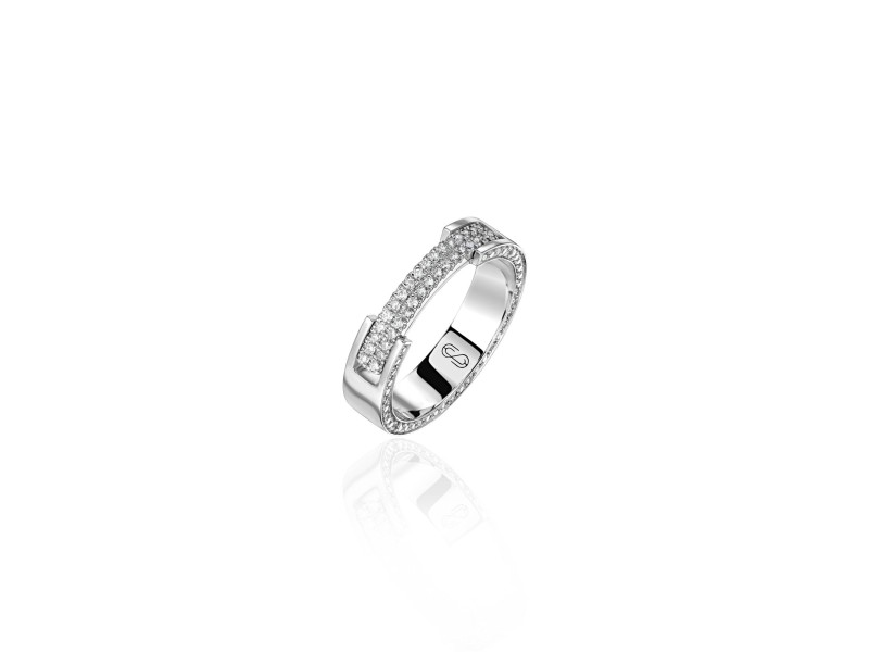 Wedding ring with a secret, 18-carat white gold with diamonds