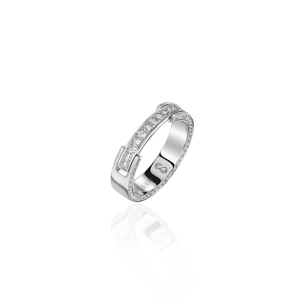Wedding ring with a secret, 18-carat white gold with diamonds