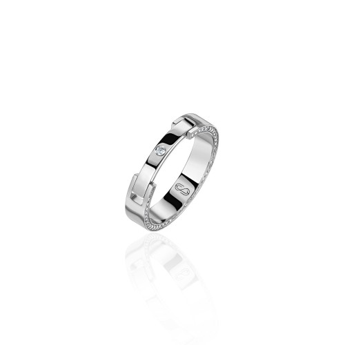 Men's wedding ring with a secret, 18-carat white gold with diamonds Men's wedding ring with a secret, 18-carat white gold with diamonds