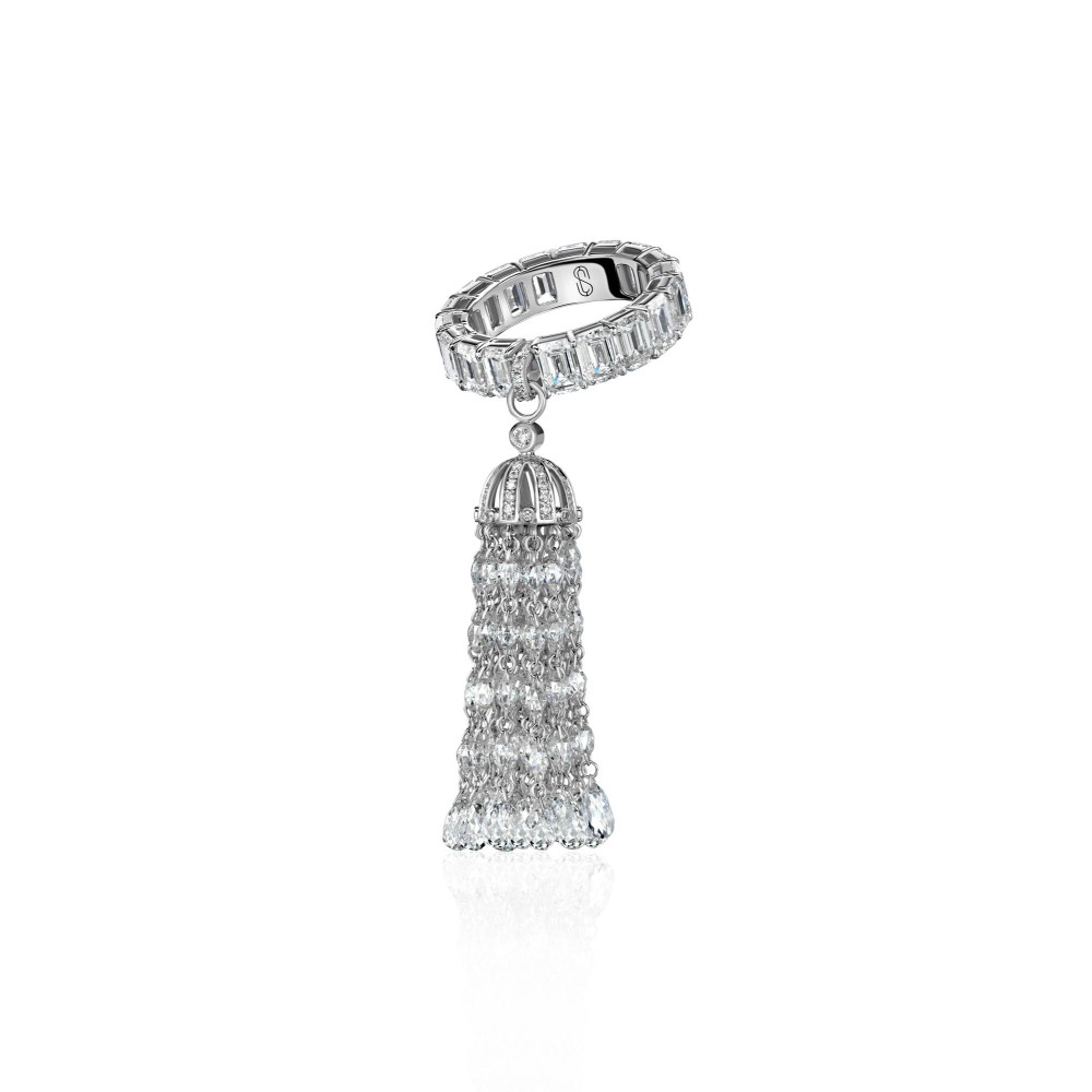 Ring "Tassel", 18-carat white gold with diamonds