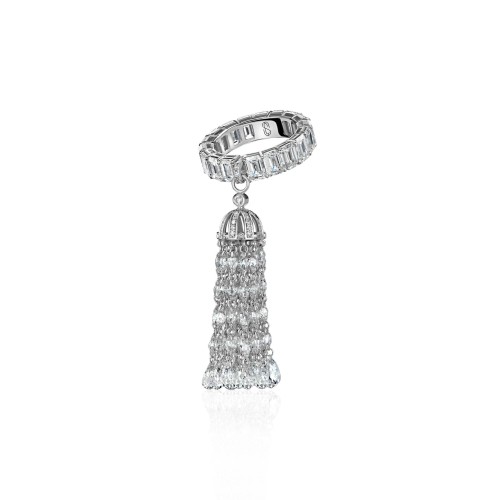 Ring "Tassel", 18-carat white gold with diamonds