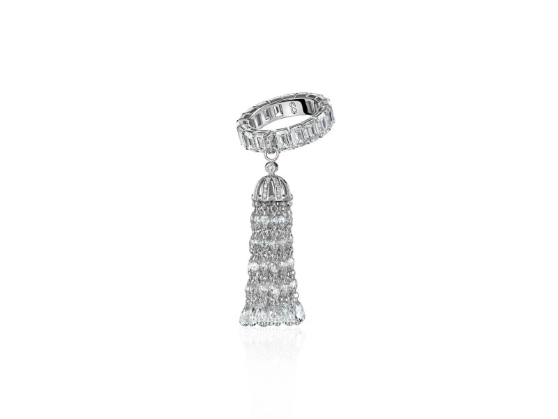 Ring "Tassel", 18-carat white gold with diamonds