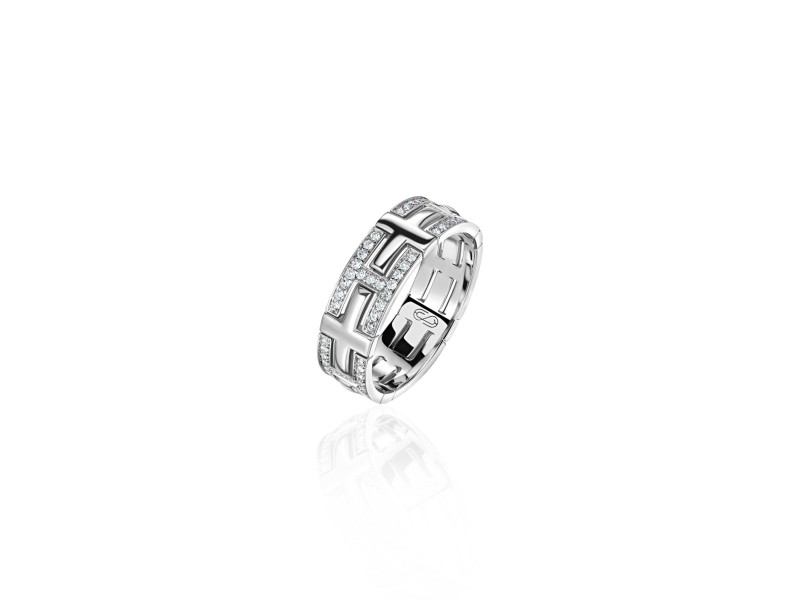 Ring, 18-carat white gold with diamonds