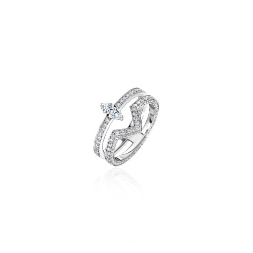 Ring, 18-carat white gold with diamonds Ring, 18-carat white gold with diamonds