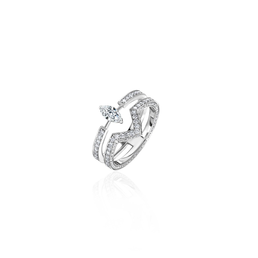 Ring, 18-carat white gold with diamonds