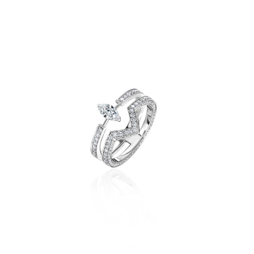 Ring, 18-carat white gold with diamonds Ring, 18-carat white gold with diamonds