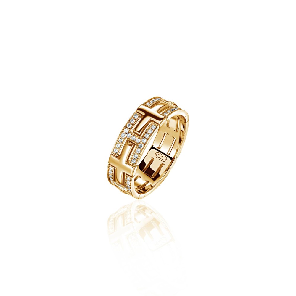 Ring, 18-carat yellow gold with diamonds