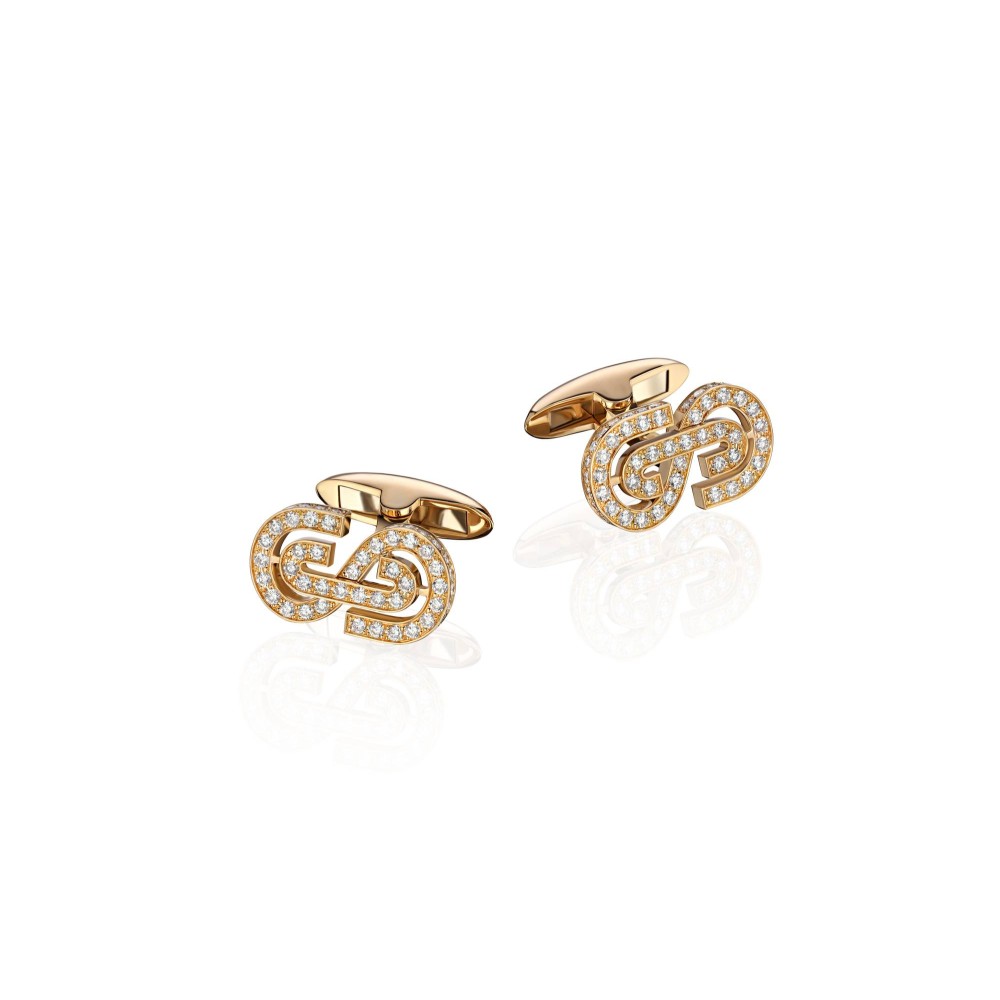 Cufflinks, 18-carat yellow gold with diamonds
