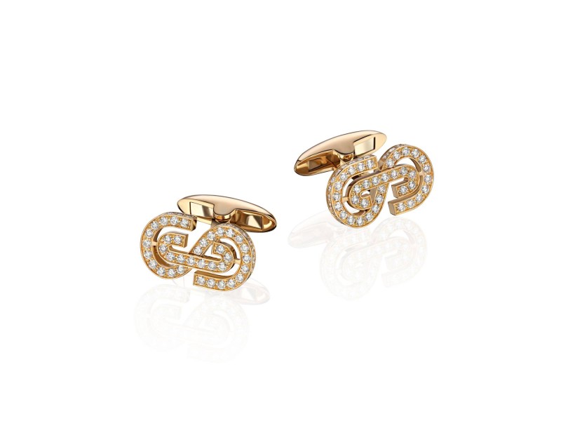 Cufflinks, 18-carat yellow gold with diamonds