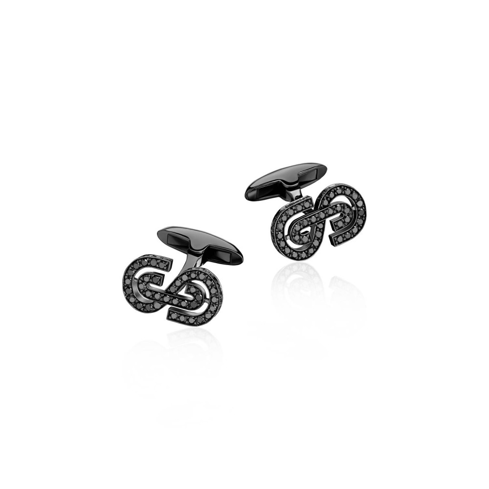 Cufflinks, 18-carat black gold with diamonds