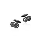 Cufflinks, 18-carat black gold with diamonds