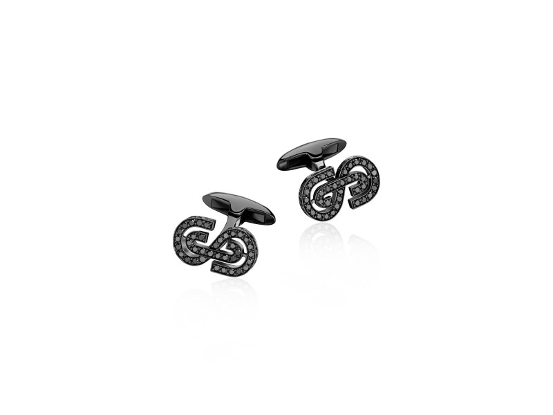 Cufflinks, 18-carat black gold with diamonds
