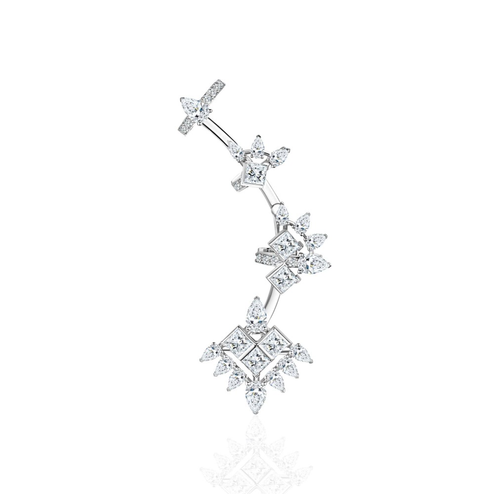 Earring Kaff 18-carat white gold with diamonds