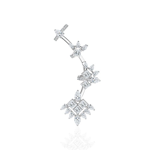 Earring Kaff 18-carat white gold with diamonds