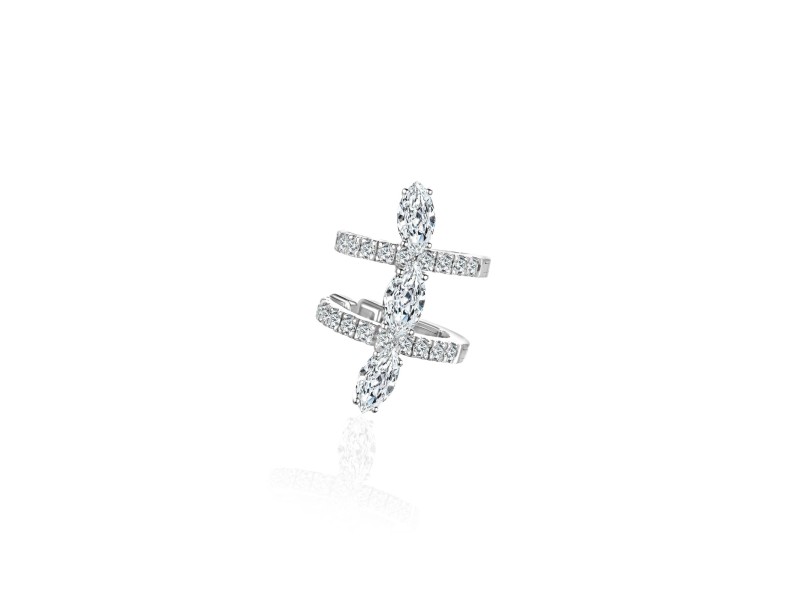 Earring Kaff 18-carat white gold with diamonds