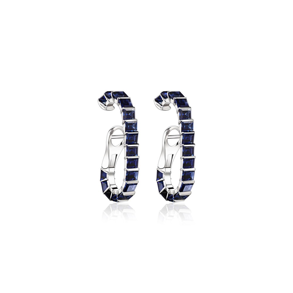 Earrings 18-carat white gold with saphire