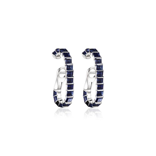 Earrings 18-carat white gold with saphire