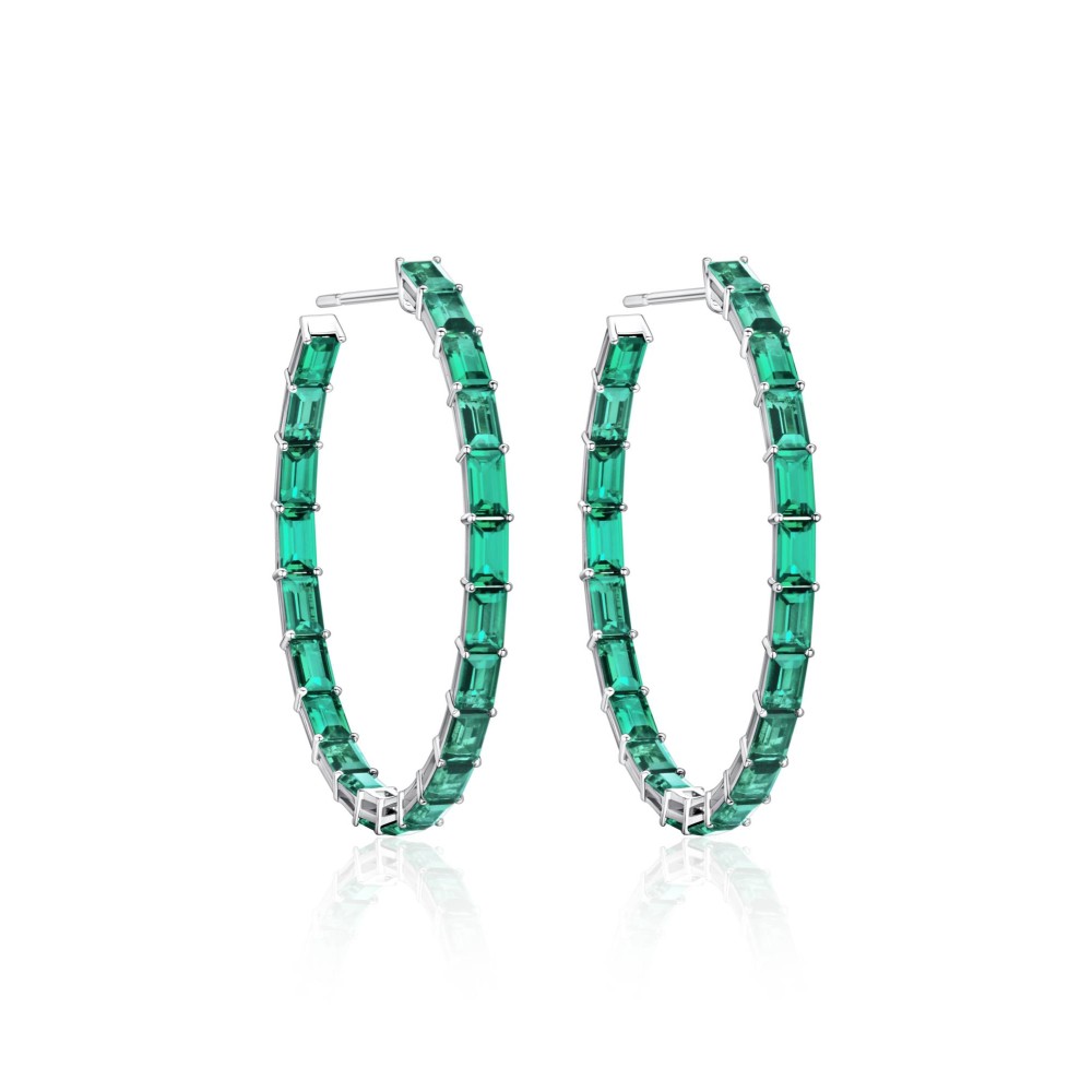 Earrings 18-carat white gold with emeralds