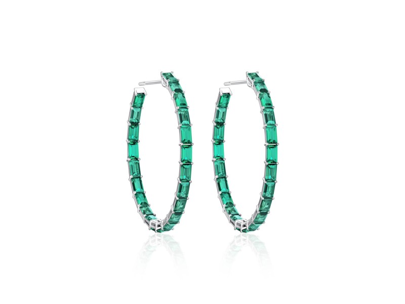 Earrings 18-carat white gold with emeralds