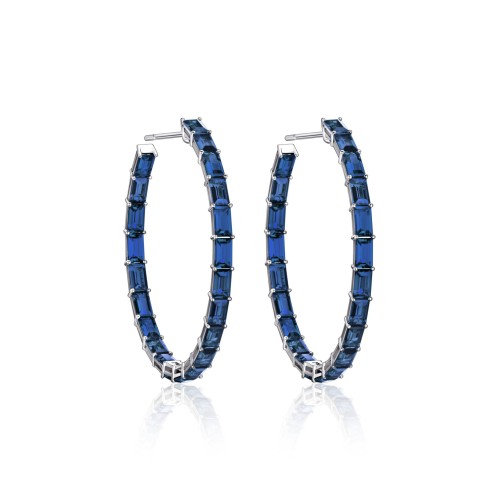 Earrings 18-carat white gold with saphire