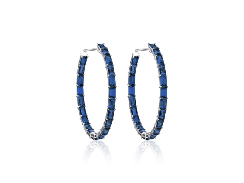 Earrings 18-carat white gold with saphire
