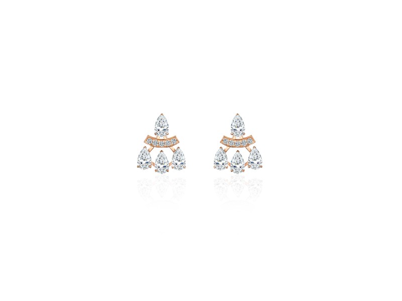 Earring, 18-carat pink gold with diamonds