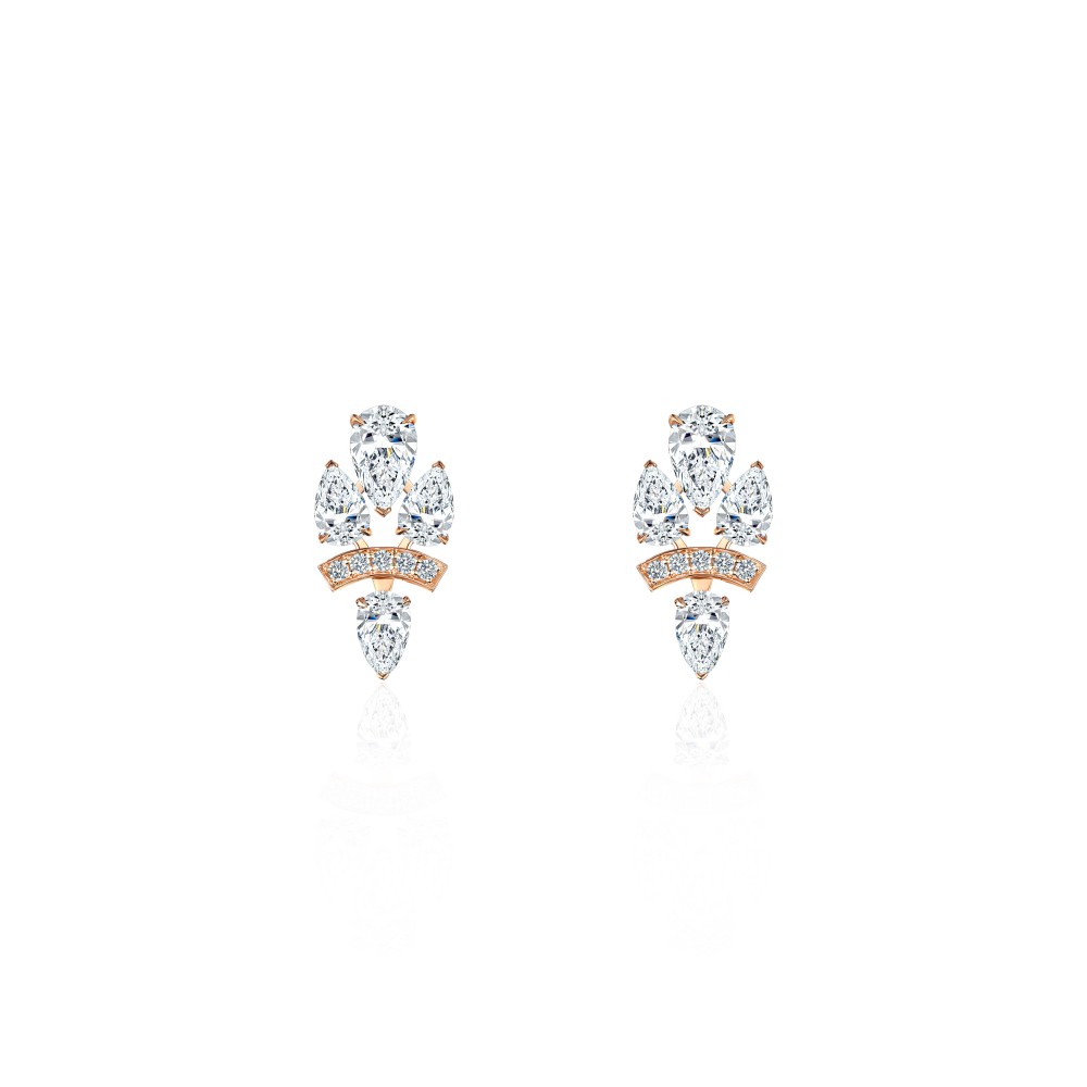 Earring, 18-carat pink gold with diamonds