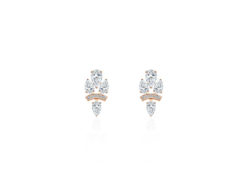Earring, 18-carat pink gold with diamonds