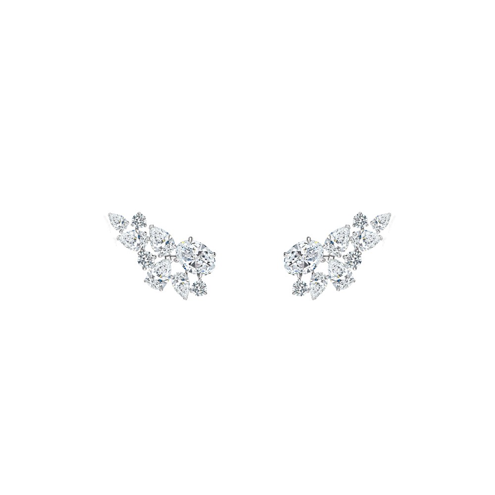 Earring, 18-carat white gold with diamonds