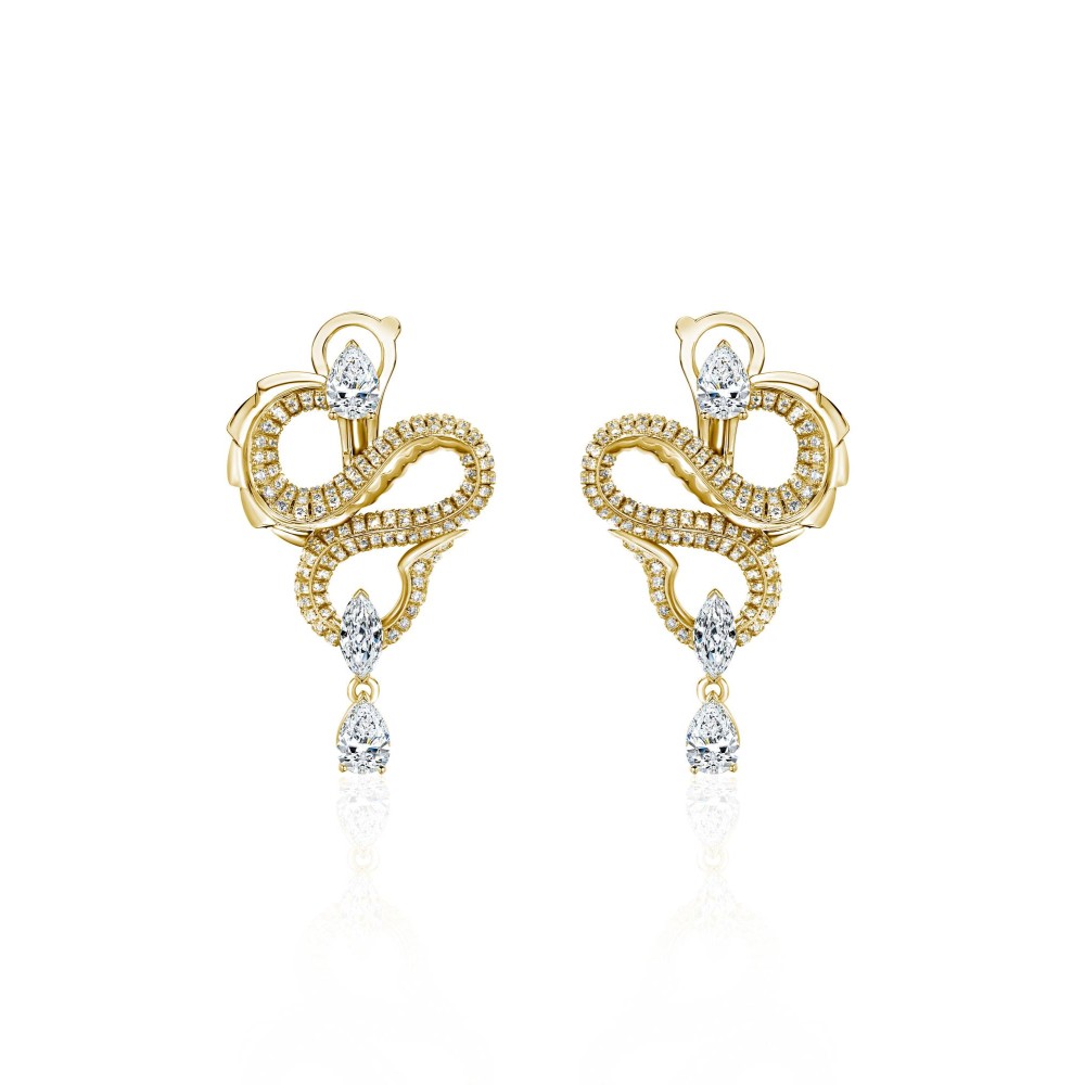 Earring, 18-carat Yellow gold with diamonds