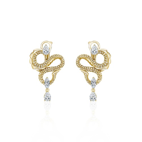 Earring, 18-carat Yellow gold with diamonds Earring, 18-carat Yellow gold with diamonds