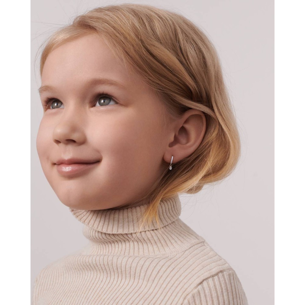Children's earrings, 18-carat white gold with diamonds