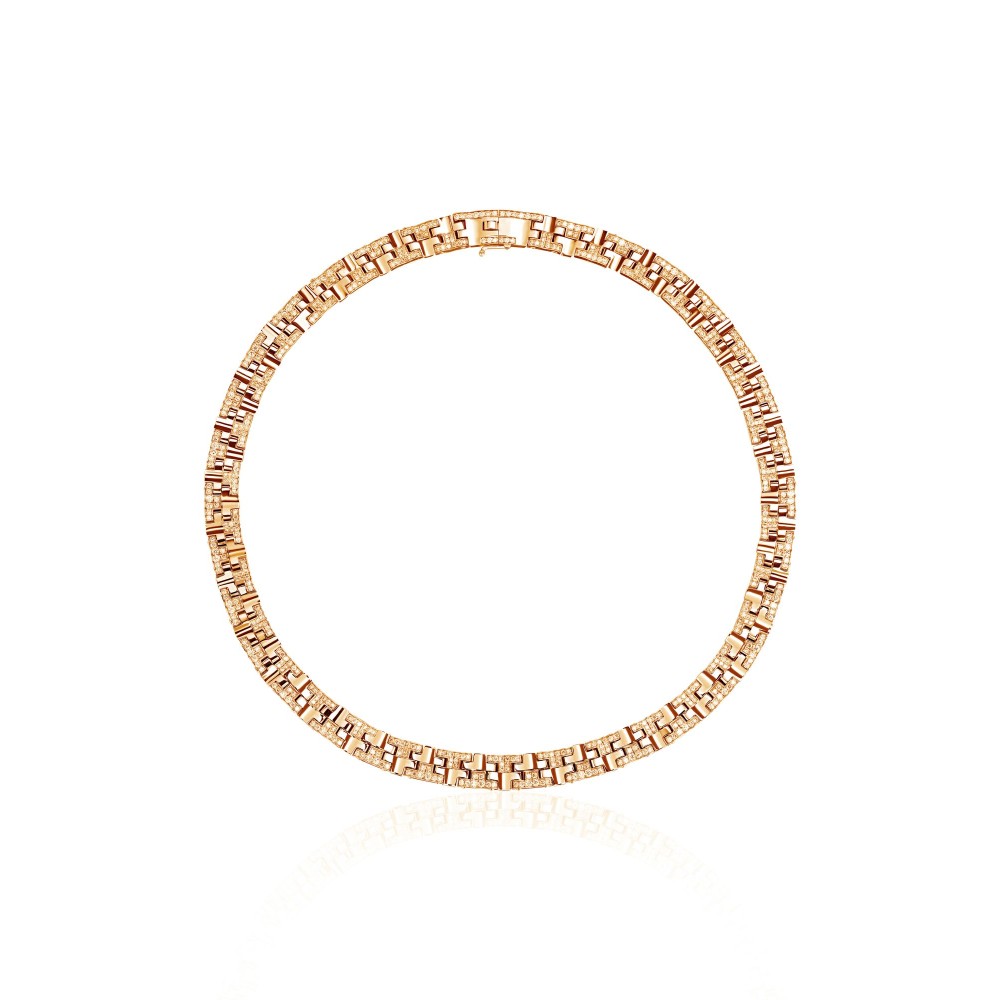 Necklace, 18-carat Pink gold with diamonds