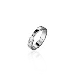 Men's wedding ring with a secret, 18-carat white gold with diamonds