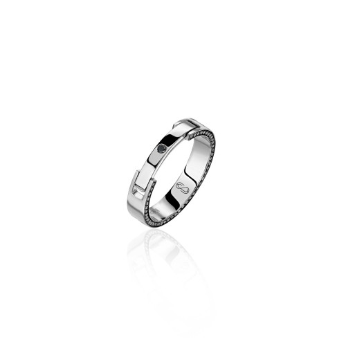 Men's wedding ring with a secret, 18-carat white gold with diamonds Men's wedding ring with a secret, 18-carat white gold with diamonds